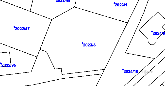 Parcela st. 2023/3 v KÚ Velká Bystřice, Katastrální mapa