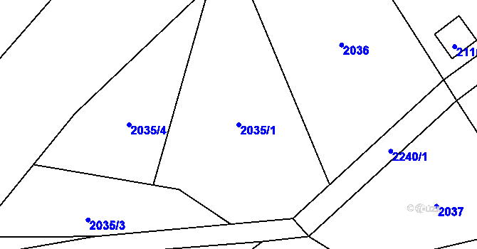 Parcela st. 2035/1 v KÚ Velká Bystřice, Katastrální mapa