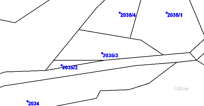 Parcela st. 2035/3 v KÚ Velká Bystřice, Katastrální mapa