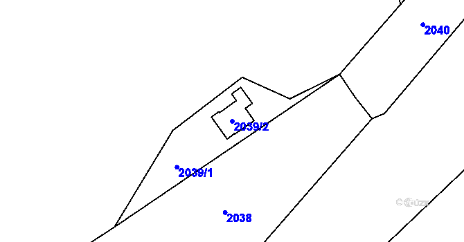 Parcela st. 2039/2 v KÚ Velká Bystřice, Katastrální mapa