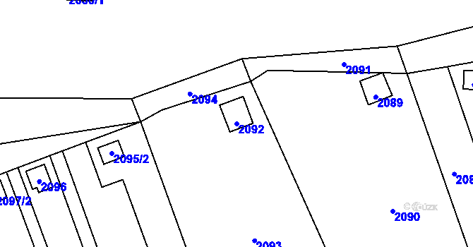 Parcela st. 2092 v KÚ Velká Bystřice, Katastrální mapa
