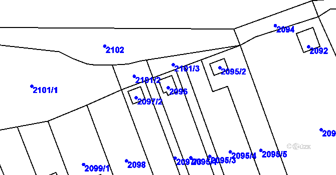 Parcela st. 2096 v KÚ Velká Bystřice, Katastrální mapa