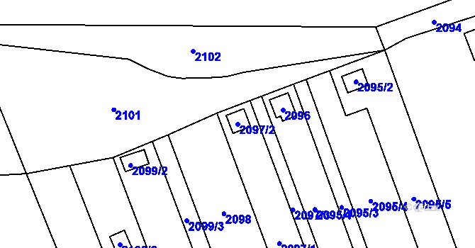 Parcela st. 2097/2 v KÚ Velká Bystřice, Katastrální mapa
