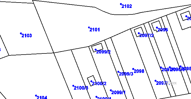 Parcela st. 2099/2 v KÚ Velká Bystřice, Katastrální mapa