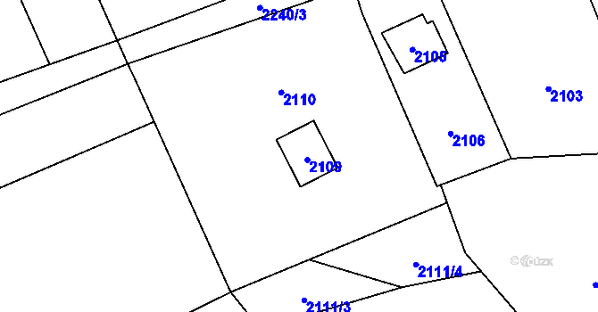 Parcela st. 2109 v KÚ Velká Bystřice, Katastrální mapa