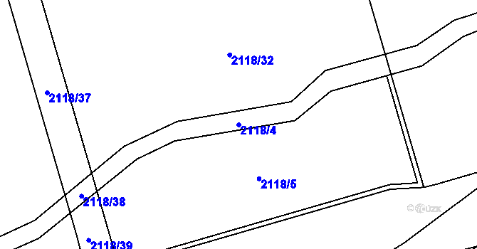 Parcela st. 2118/4 v KÚ Velká Bystřice, Katastrální mapa