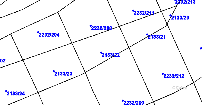 Parcela st. 2133/22 v KÚ Velká Bystřice, Katastrální mapa