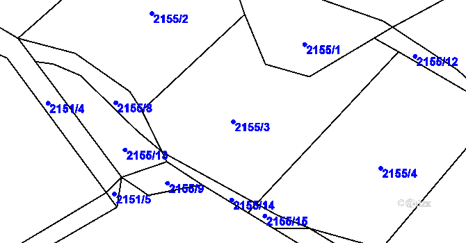 Parcela st. 2155/3 v KÚ Velká Bystřice, Katastrální mapa