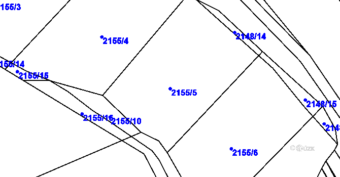 Parcela st. 2155/5 v KÚ Velká Bystřice, Katastrální mapa