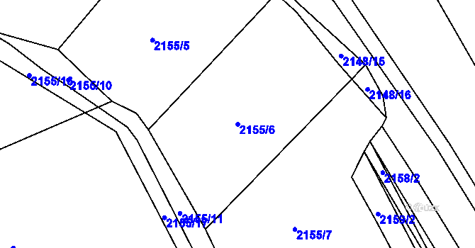 Parcela st. 2155/6 v KÚ Velká Bystřice, Katastrální mapa