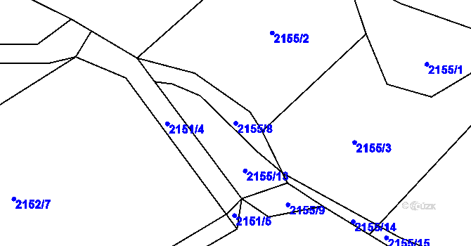 Parcela st. 2155/8 v KÚ Velká Bystřice, Katastrální mapa