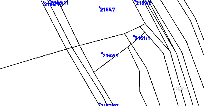 Parcela st. 2162/1 v KÚ Velká Bystřice, Katastrální mapa