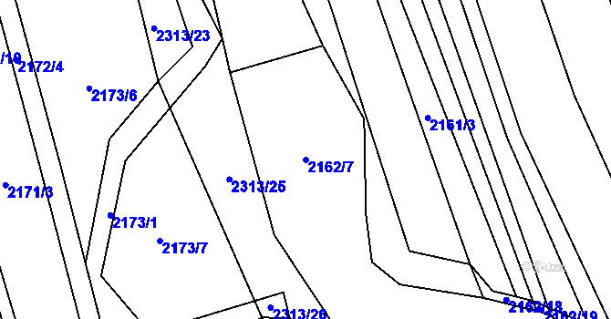 Parcela st. 2162/7 v KÚ Velká Bystřice, Katastrální mapa