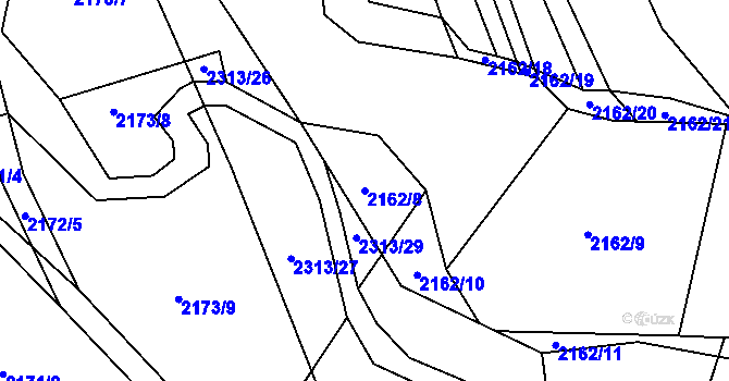 Parcela st. 2162/8 v KÚ Velká Bystřice, Katastrální mapa
