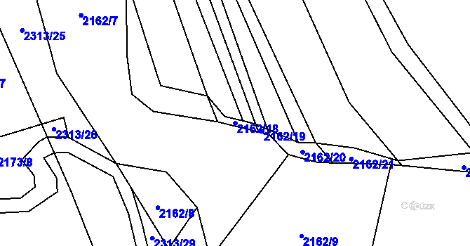 Parcela st. 2162/18 v KÚ Velká Bystřice, Katastrální mapa