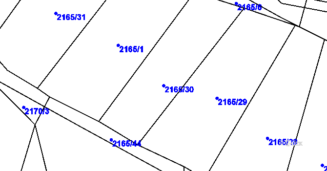 Parcela st. 2165/30 v KÚ Velká Bystřice, Katastrální mapa