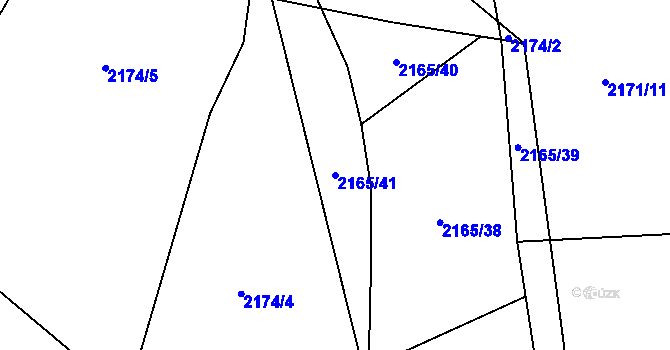 Parcela st. 2165/41 v KÚ Velká Bystřice, Katastrální mapa