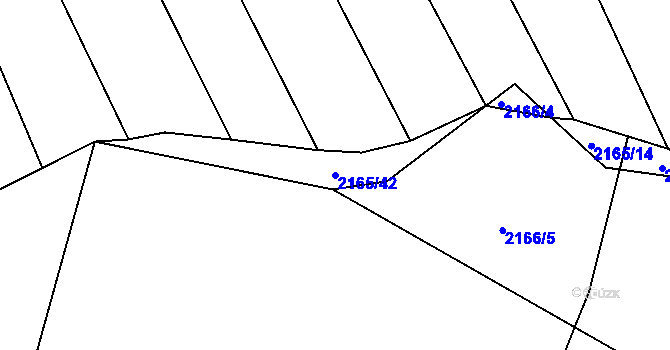 Parcela st. 2165/42 v KÚ Velká Bystřice, Katastrální mapa