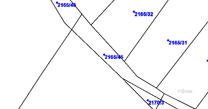 Parcela st. 2165/45 v KÚ Velká Bystřice, Katastrální mapa