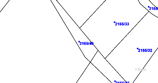Parcela st. 2165/46 v KÚ Velká Bystřice, Katastrální mapa