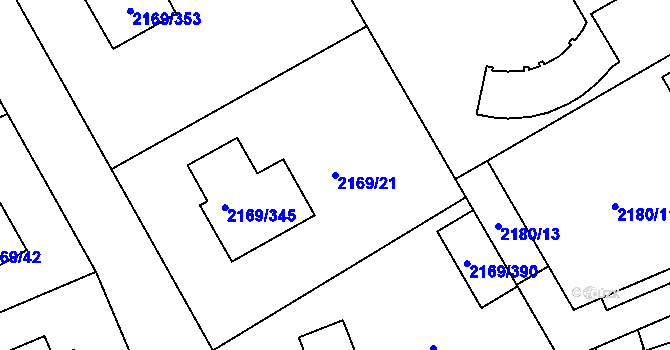 Parcela st. 2169/21 v KÚ Velká Bystřice, Katastrální mapa