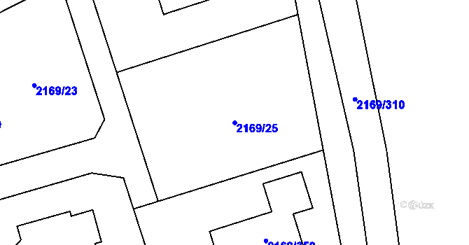 Parcela st. 2169/25 v KÚ Velká Bystřice, Katastrální mapa