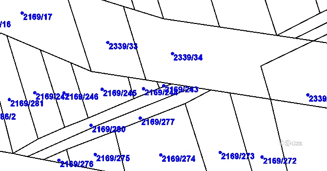 Parcela st. 2169/243 v KÚ Velká Bystřice, Katastrální mapa