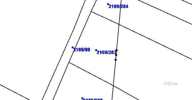 Parcela st. 2169/283 v KÚ Velká Bystřice, Katastrální mapa