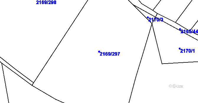 Parcela st. 2169/297 v KÚ Velká Bystřice, Katastrální mapa