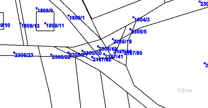 Parcela st. 2187/41 v KÚ Velká Bystřice, Katastrální mapa