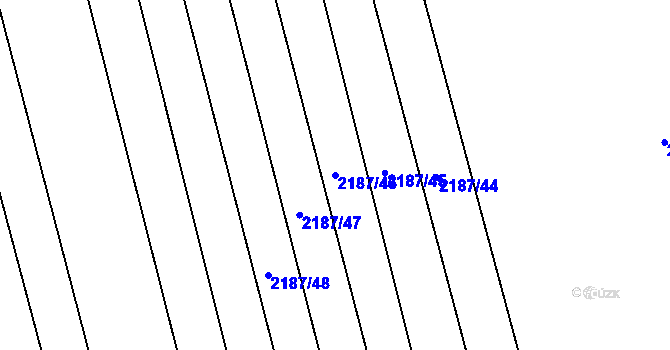Parcela st. 2187/46 v KÚ Velká Bystřice, Katastrální mapa