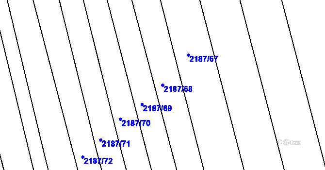 Parcela st. 2187/68 v KÚ Velká Bystřice, Katastrální mapa
