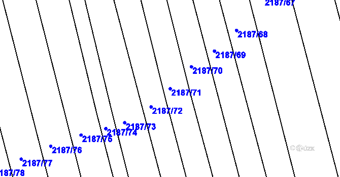 Parcela st. 2187/71 v KÚ Velká Bystřice, Katastrální mapa