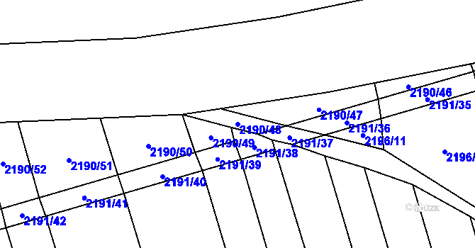 Parcela st. 2190/48 v KÚ Velká Bystřice, Katastrální mapa