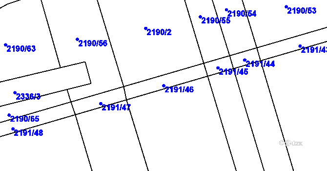 Parcela st. 2191/46 v KÚ Velká Bystřice, Katastrální mapa