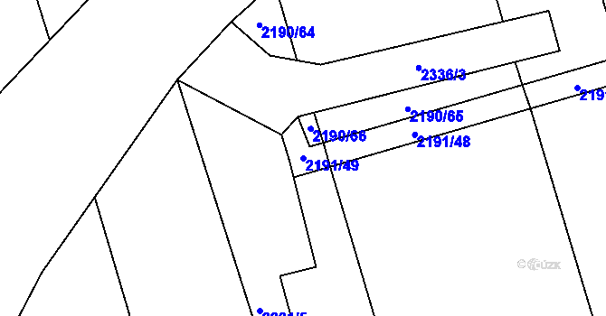Parcela st. 2191/49 v KÚ Velká Bystřice, Katastrální mapa