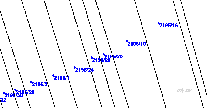 Parcela st. 2195/20 v KÚ Velká Bystřice, Katastrální mapa