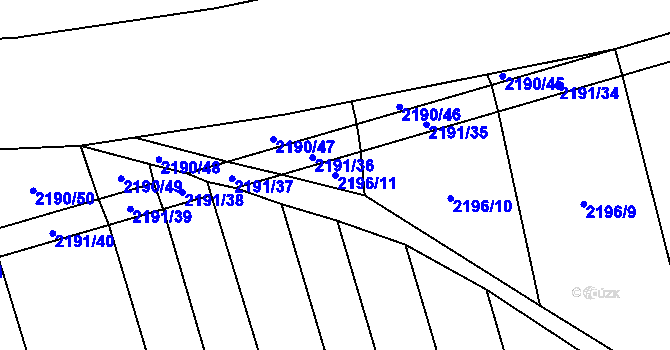 Parcela st. 2196/11 v KÚ Velká Bystřice, Katastrální mapa