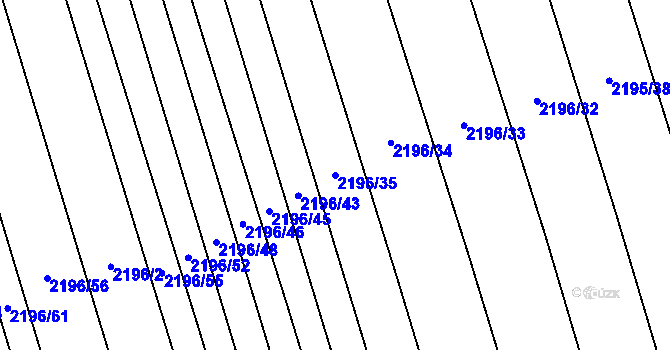 Parcela st. 2196/35 v KÚ Velká Bystřice, Katastrální mapa