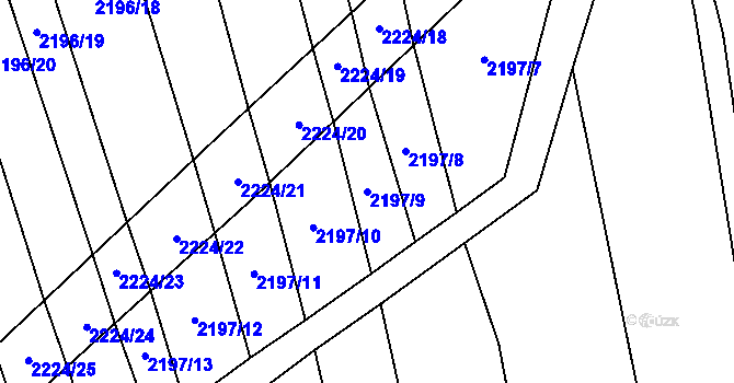 Parcela st. 2197/9 v KÚ Velká Bystřice, Katastrální mapa