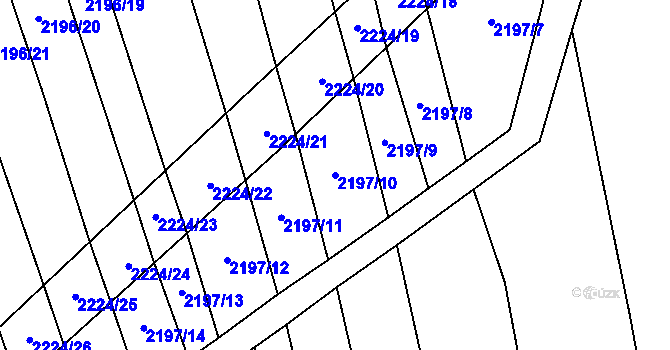 Parcela st. 2197/10 v KÚ Velká Bystřice, Katastrální mapa