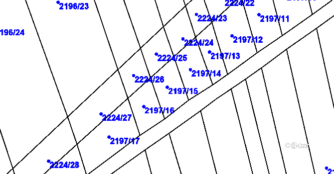 Parcela st. 2197/15 v KÚ Velká Bystřice, Katastrální mapa