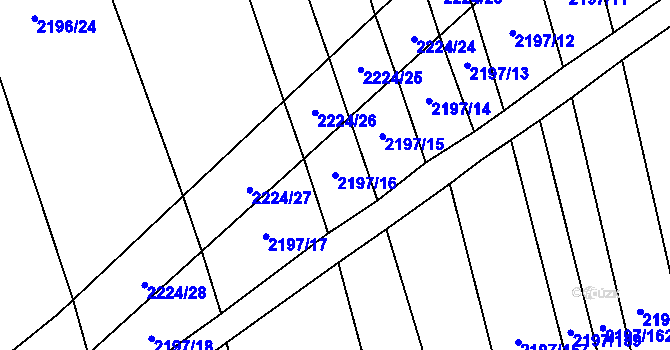 Parcela st. 2197/16 v KÚ Velká Bystřice, Katastrální mapa