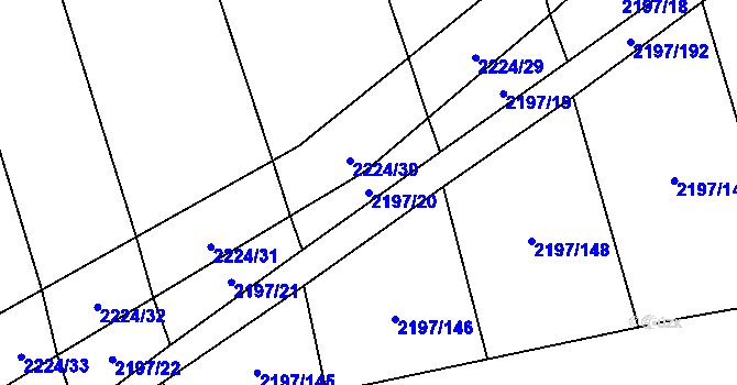 Parcela st. 2197/20 v KÚ Velká Bystřice, Katastrální mapa
