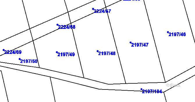 Parcela st. 2197/48 v KÚ Velká Bystřice, Katastrální mapa