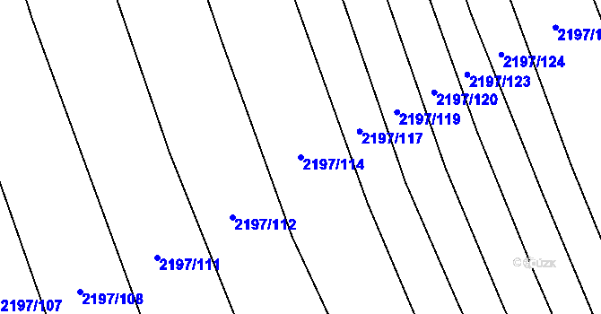 Parcela st. 2197/114 v KÚ Velká Bystřice, Katastrální mapa