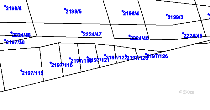 Parcela st. 2197/122 v KÚ Velká Bystřice, Katastrální mapa