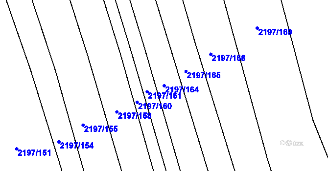 Parcela st. 2197/164 v KÚ Velká Bystřice, Katastrální mapa