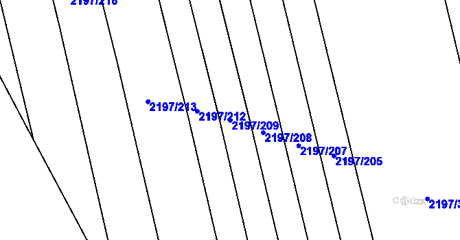 Parcela st. 2197/209 v KÚ Velká Bystřice, Katastrální mapa