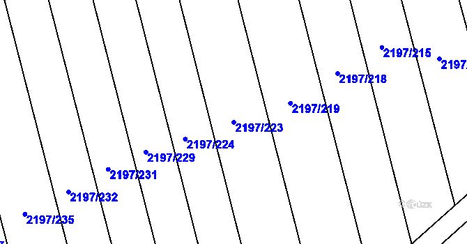 Parcela st. 2197/223 v KÚ Velká Bystřice, Katastrální mapa